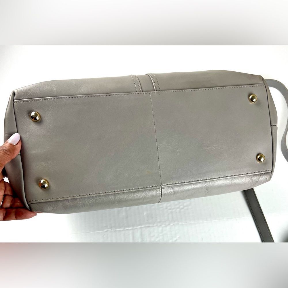 Modalu London Leather Satchel Taupe/Grey Gold Hardware Double Zip Bag - Picture 5 of 16